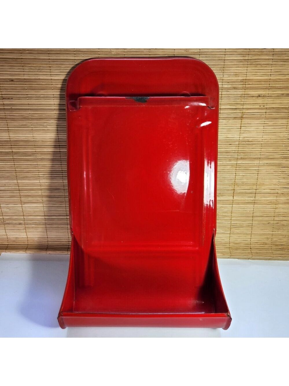 Vintage French Red Enamel Utensil Holder 1930s Farmhouse Wall Rack Kitchen Decor
